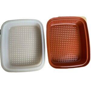 Vintage Tupperware Large Meat Marinade Container 2-Piece Paprika Red #1294 w/Lid